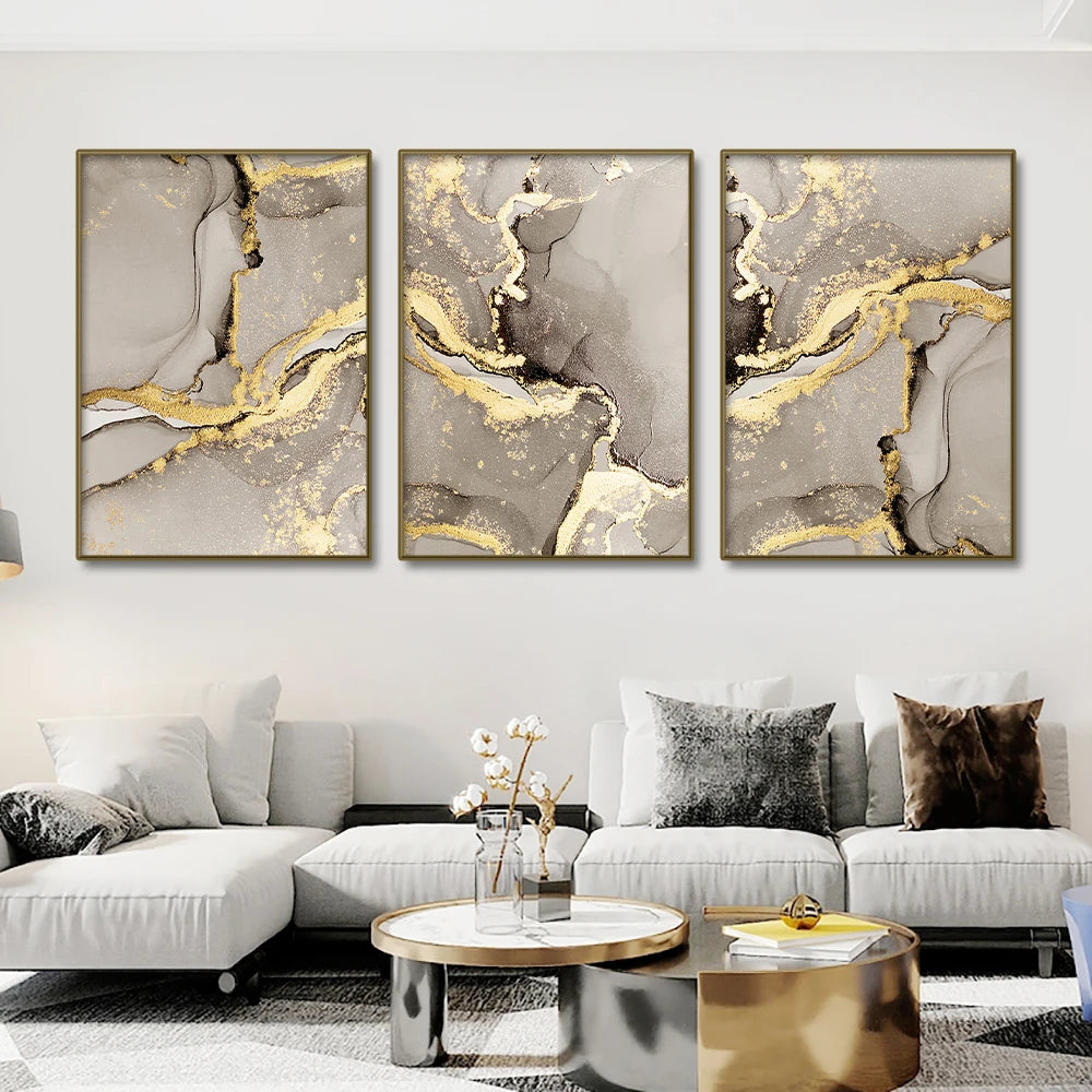 3 Quadro de Mármore Abstrato Irregular - Gustha Decor